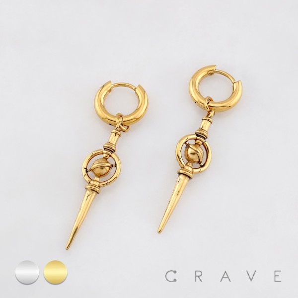 PAIR OF CELESTIAL ORBIT SPIKE PENDANT 316L SURGICAL STEEL EARRING